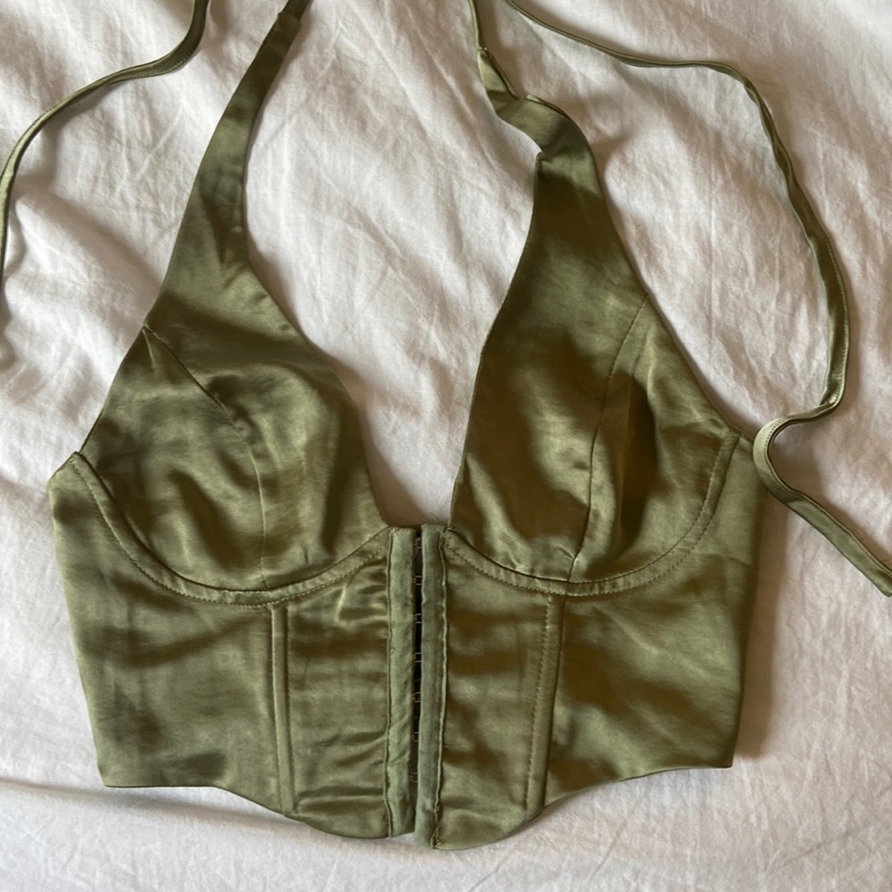 Princess Polly satin tie corset halter crop top